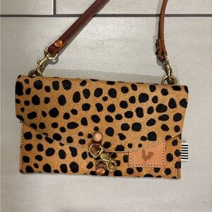 Meanwhile Back on the Farm Leopard Leather Clutch